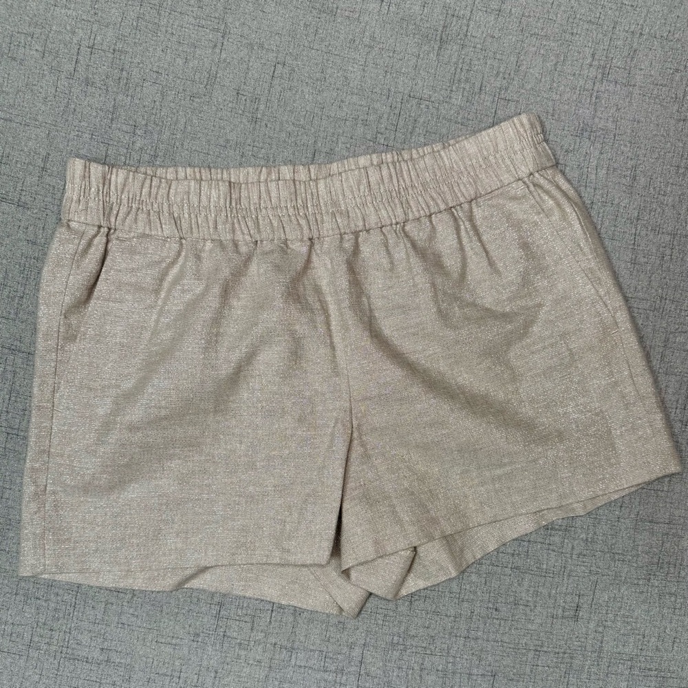 J. Crew Tropez Linen Metallic Shimmer Shorts with Pockets Size 4 - Picture 2 of 8
